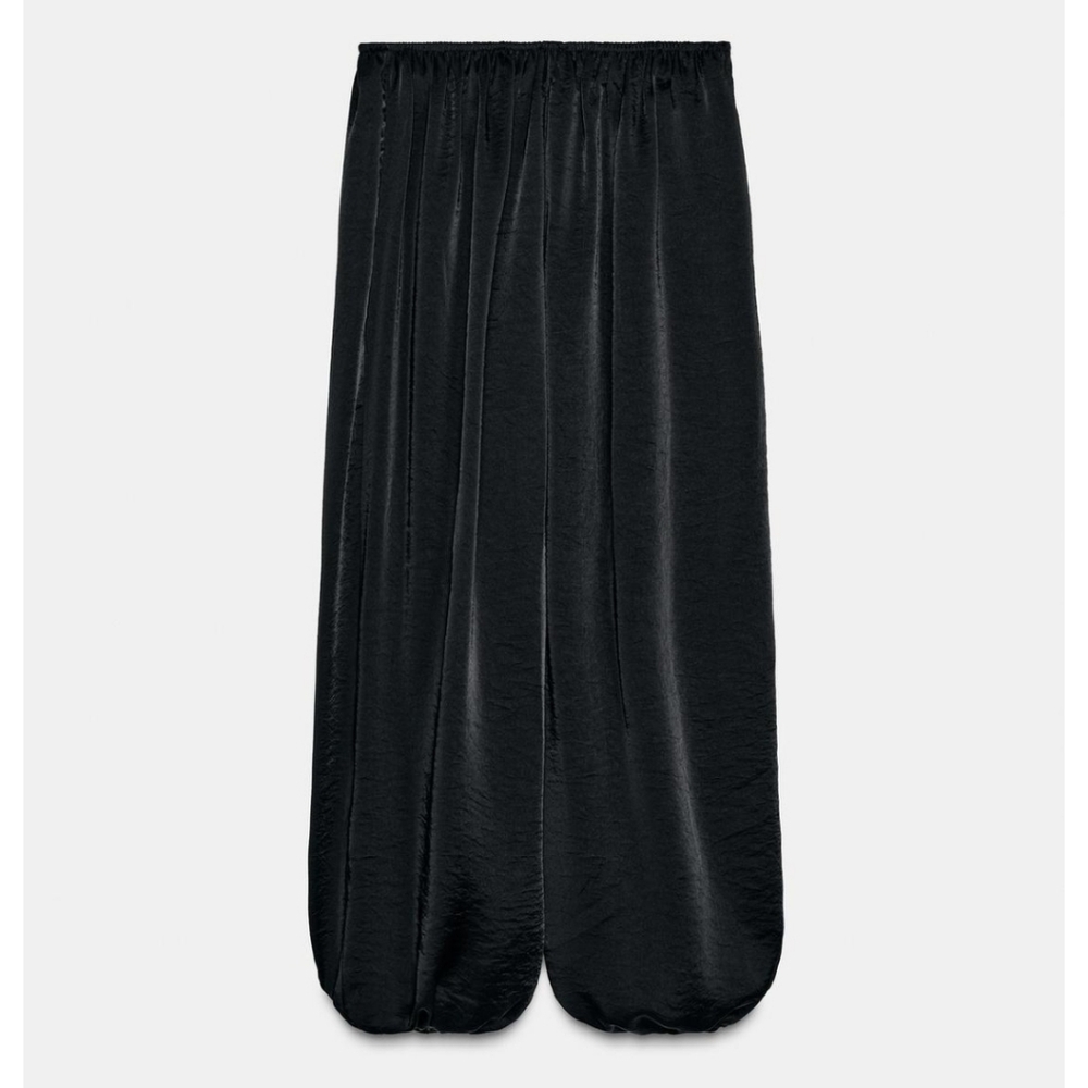 Zara Satin Effect Balloon Pants Black Size L - Picture 10 of 11